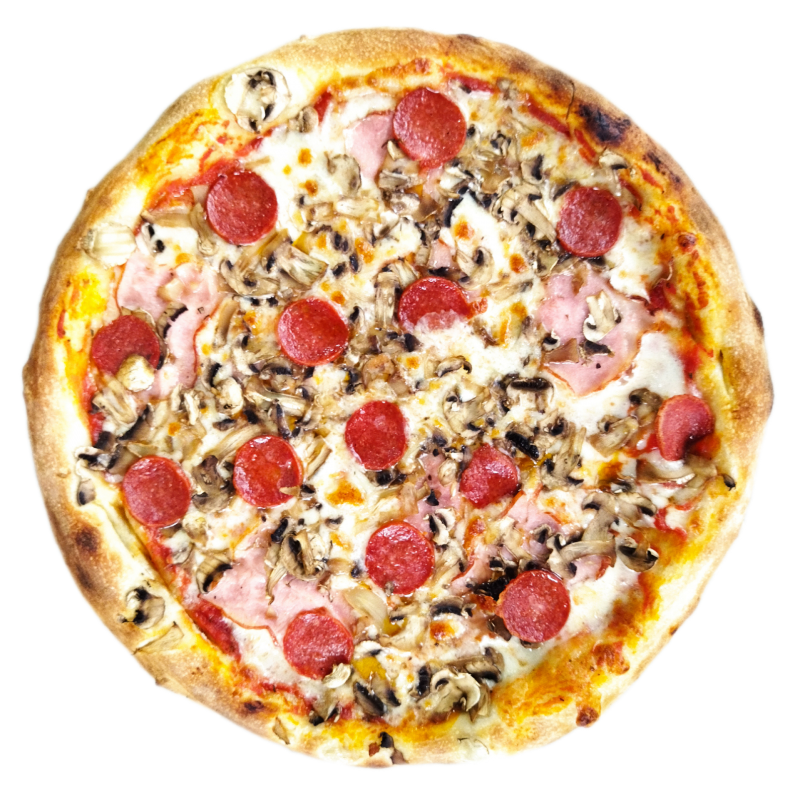 Балик, салямі, сир Моцарела, печериці, фірмовий томатний соус